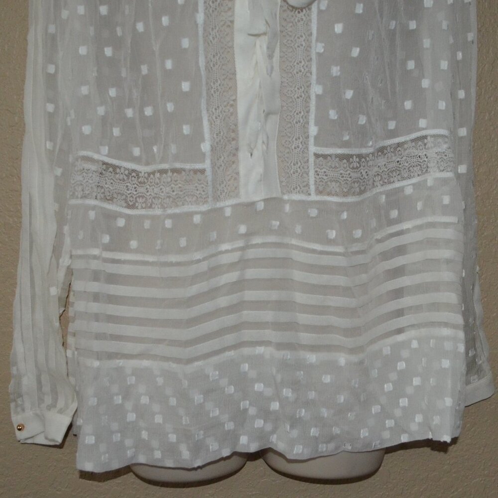 $530 Sz 1 S Zimmermann Off White Sheer Polka Dot Long Sleeve Blouse - Picture 6 of 8